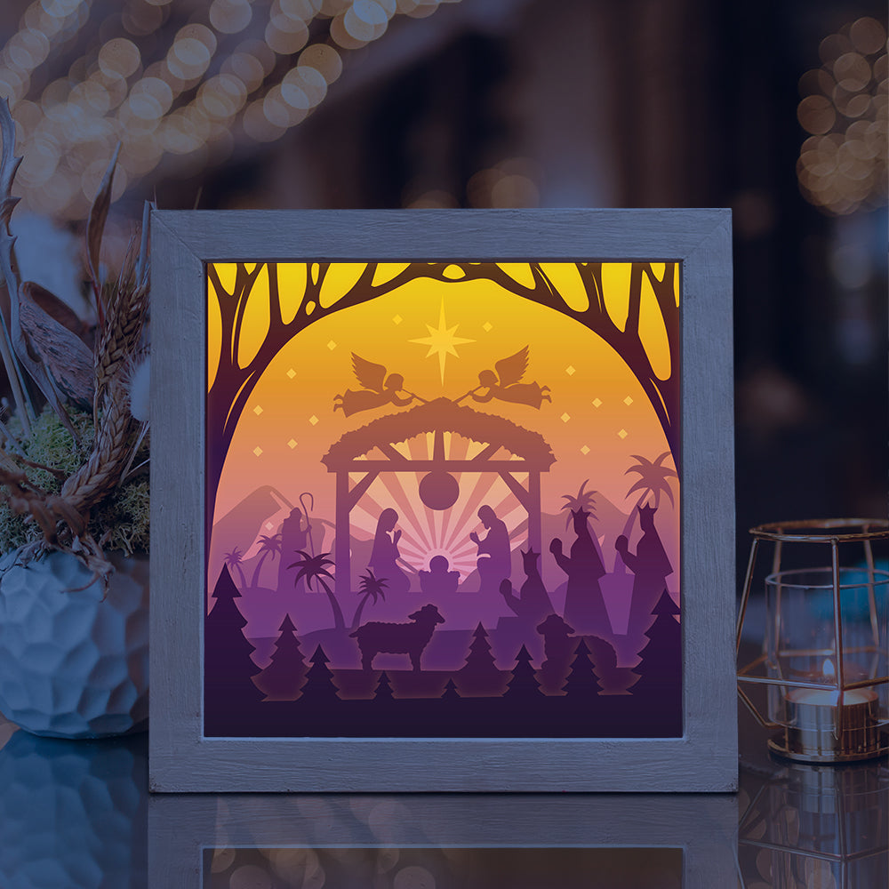 Merry Christmas 14 Square – 3D Lightbox SVG File for Cricut & Silhouette