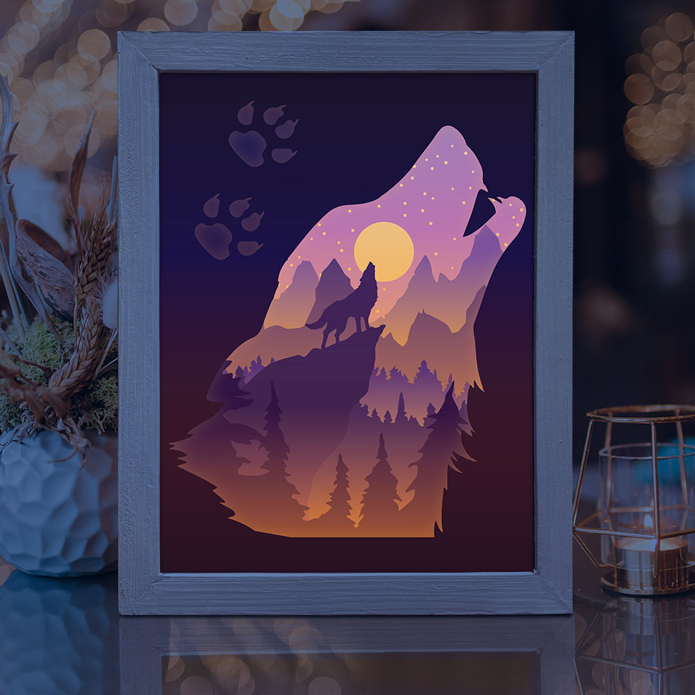 Wolf – 3D Lightbox SVG File for Cricut & Silhouette