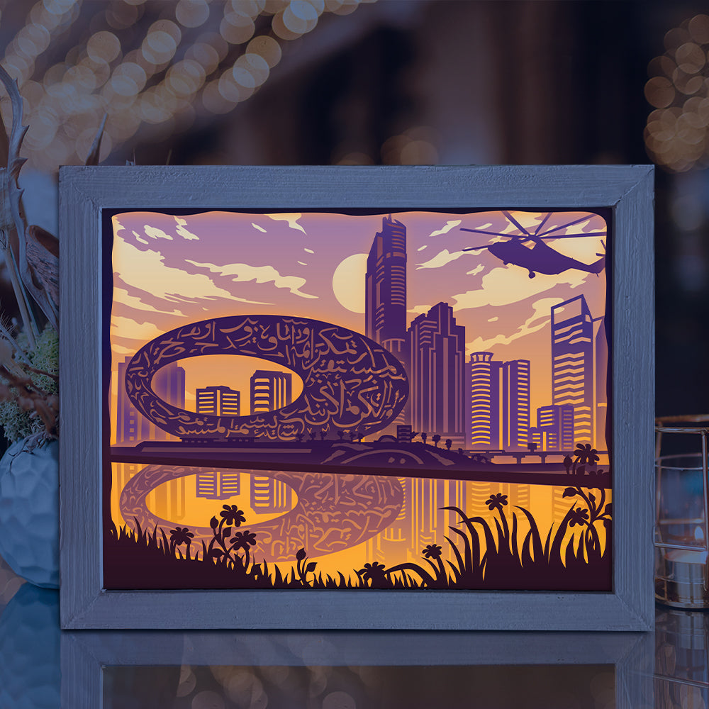 Dubai Skyline – 3D Lightbox SVG File for Cricut & Silhouette