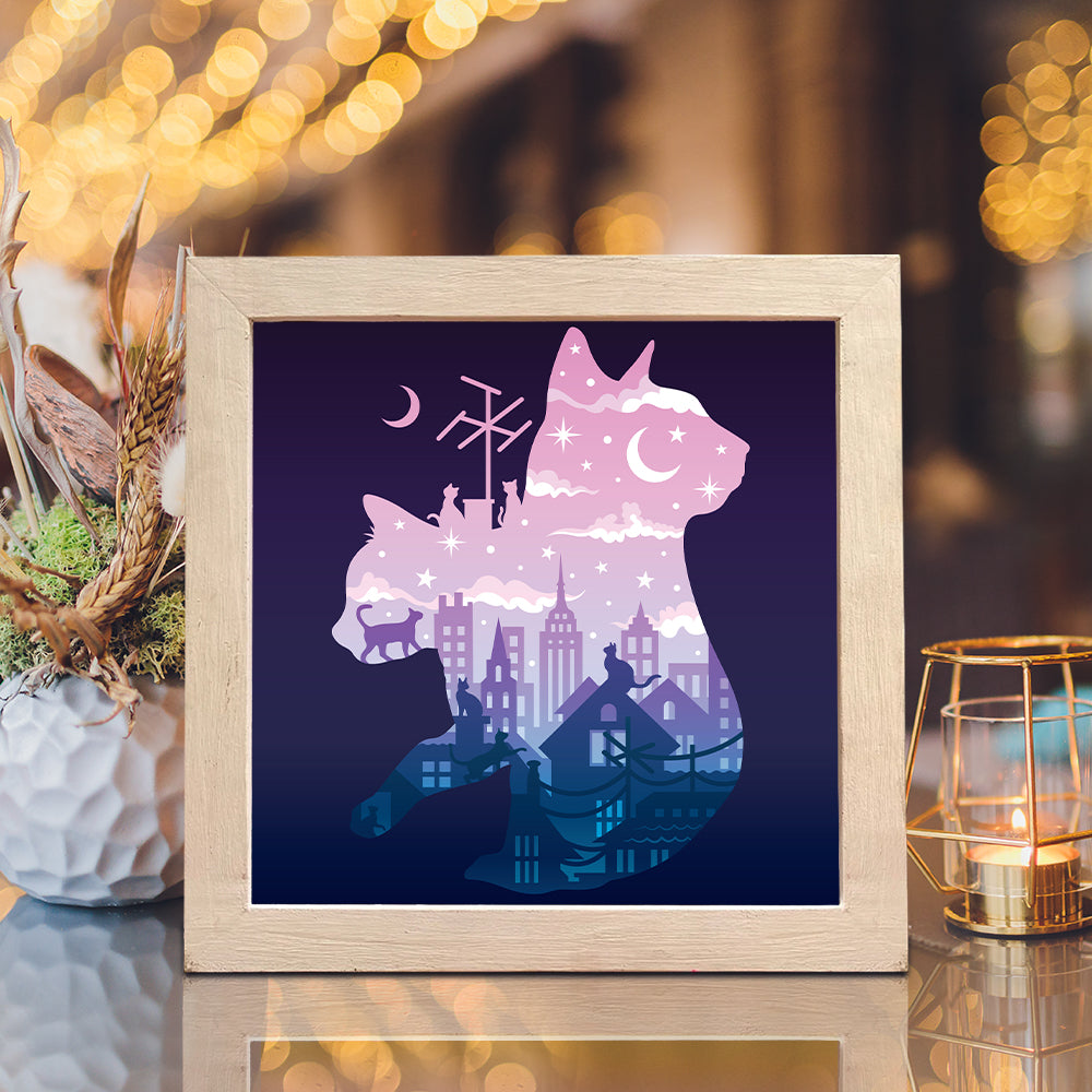Cat and Moon 2 – 3D Lightbox SVG File for Cricut & Silhouette