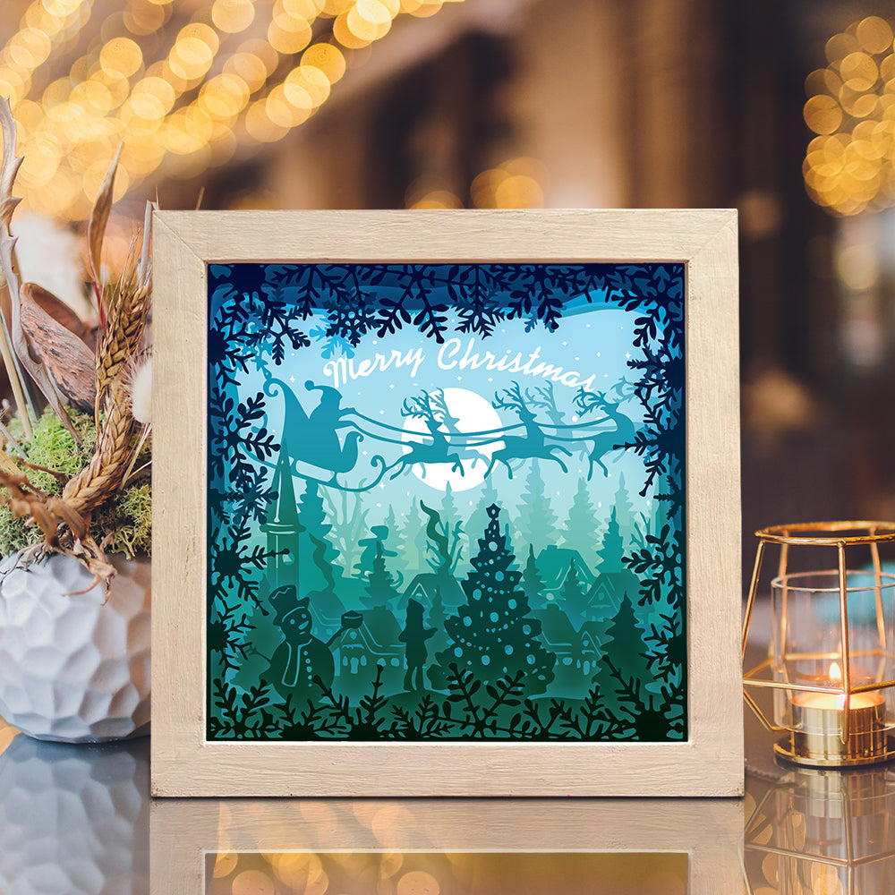 Merry Christmas 16 Square – 3D Lightbox SVG File for Cricut & Silhouette