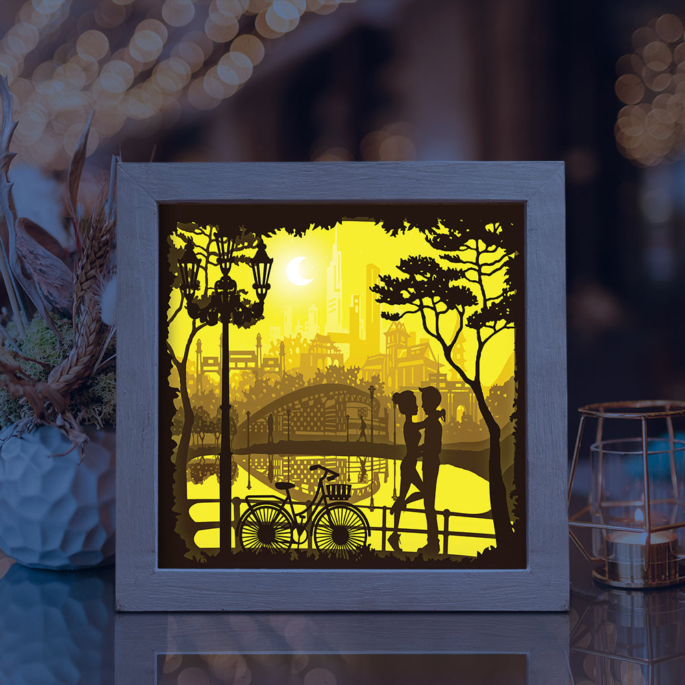 Love In The Park Square – 3D Lightbox SVG File for Cricut & Silhouette