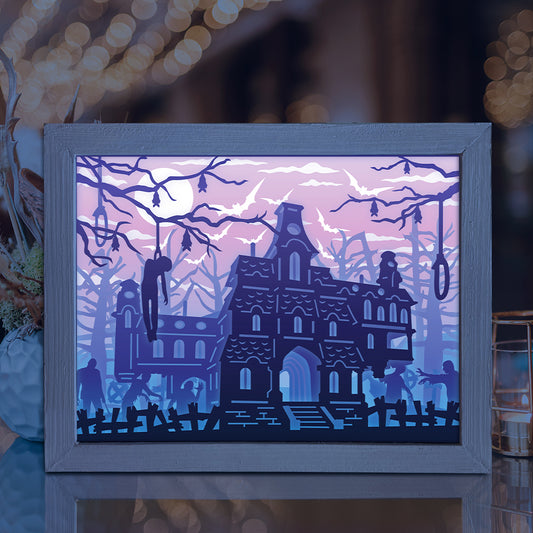 Haunted Castle - 3D Halloween Papercut Lightbox File - Cricut File - VEKTOR KRAFT