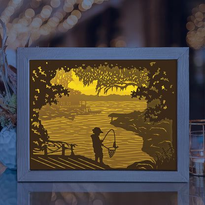 Kids Fishing – 3D Lightbox SVG File for Cricut & Silhouette