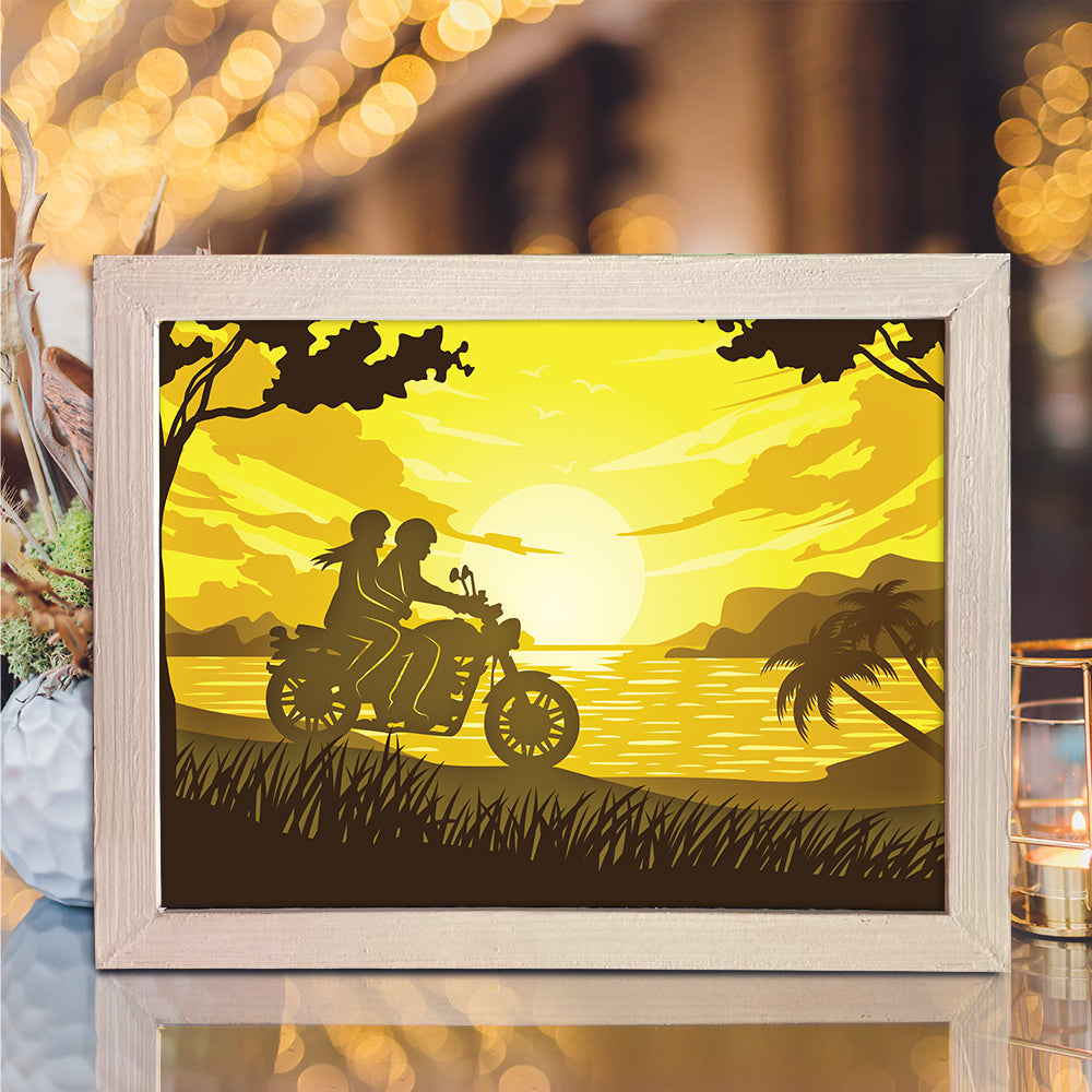 Riding Into The Sunset – 3D Lightbox SVG File for Cricut & Silhouette