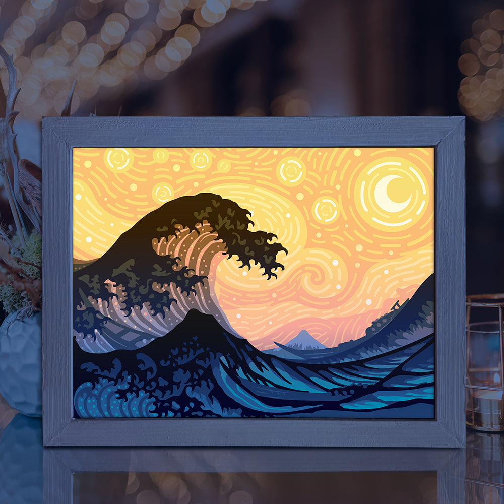 The Great Wave – 3D Lightbox SVG File for Cricut & Silhouette