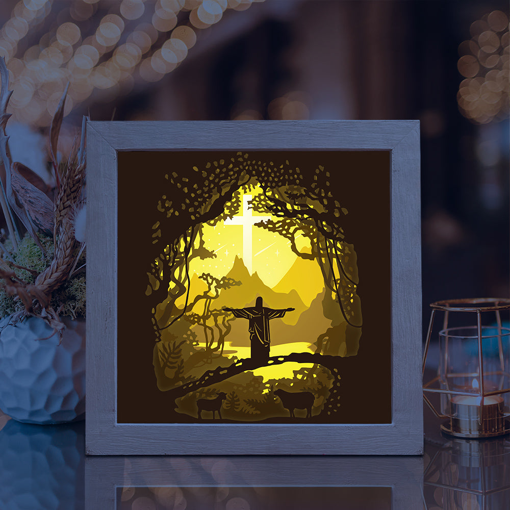 Jesus 1 Square – 3D Lightbox SVG File for Cricut & Silhouette