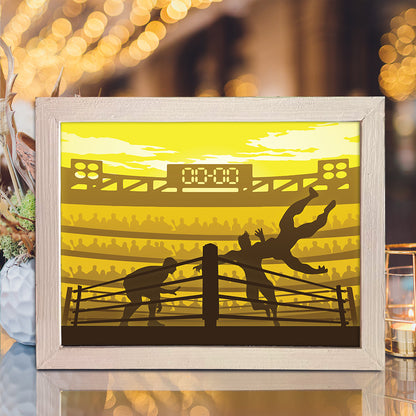 Wrestling – 3D Lightbox SVG File for Cricut & Silhouette