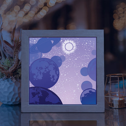 Plannet 1 Square – 3D Lightbox SVG File for Cricut & Silhouette