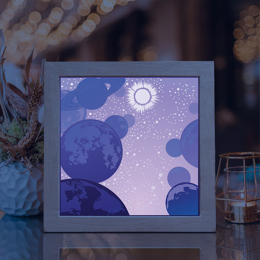 Plannet 1 Square – 3D Lightbox SVG File for Cricut & Silhouette