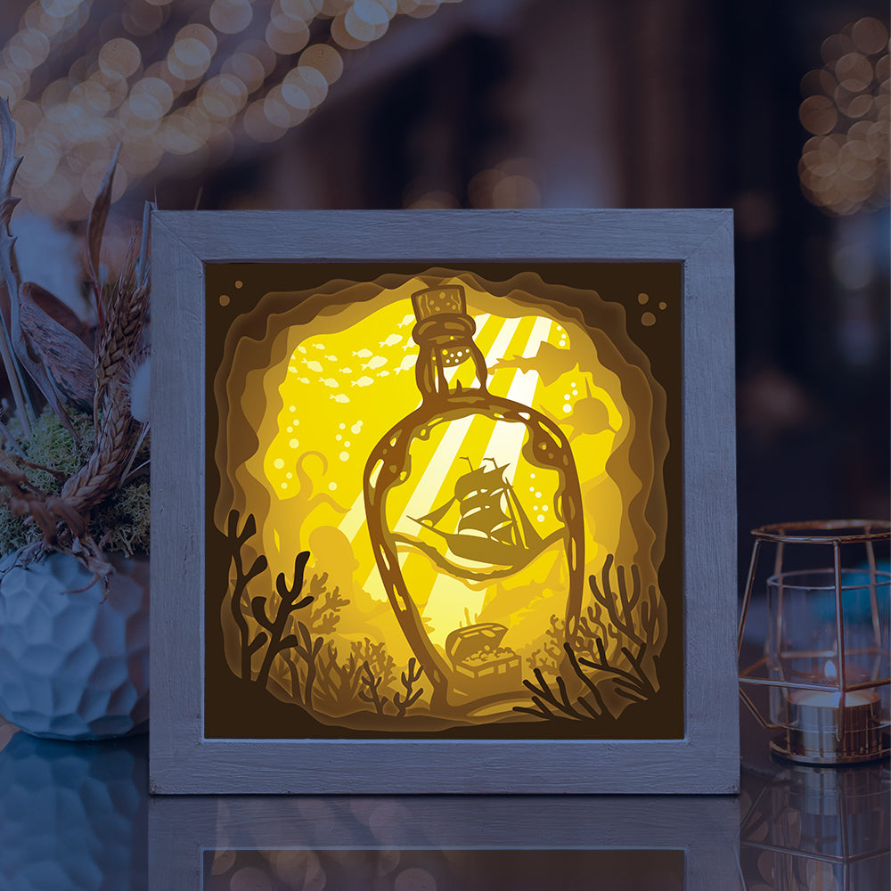 Drifting Bottle – 3D Lightbox SVG File for Cricut & Silhouette