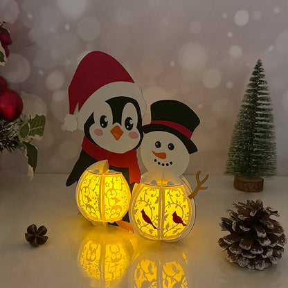 Penguin 3- 3D Christmas Lantern File - Cricut File  - VEKTOR KRAFT