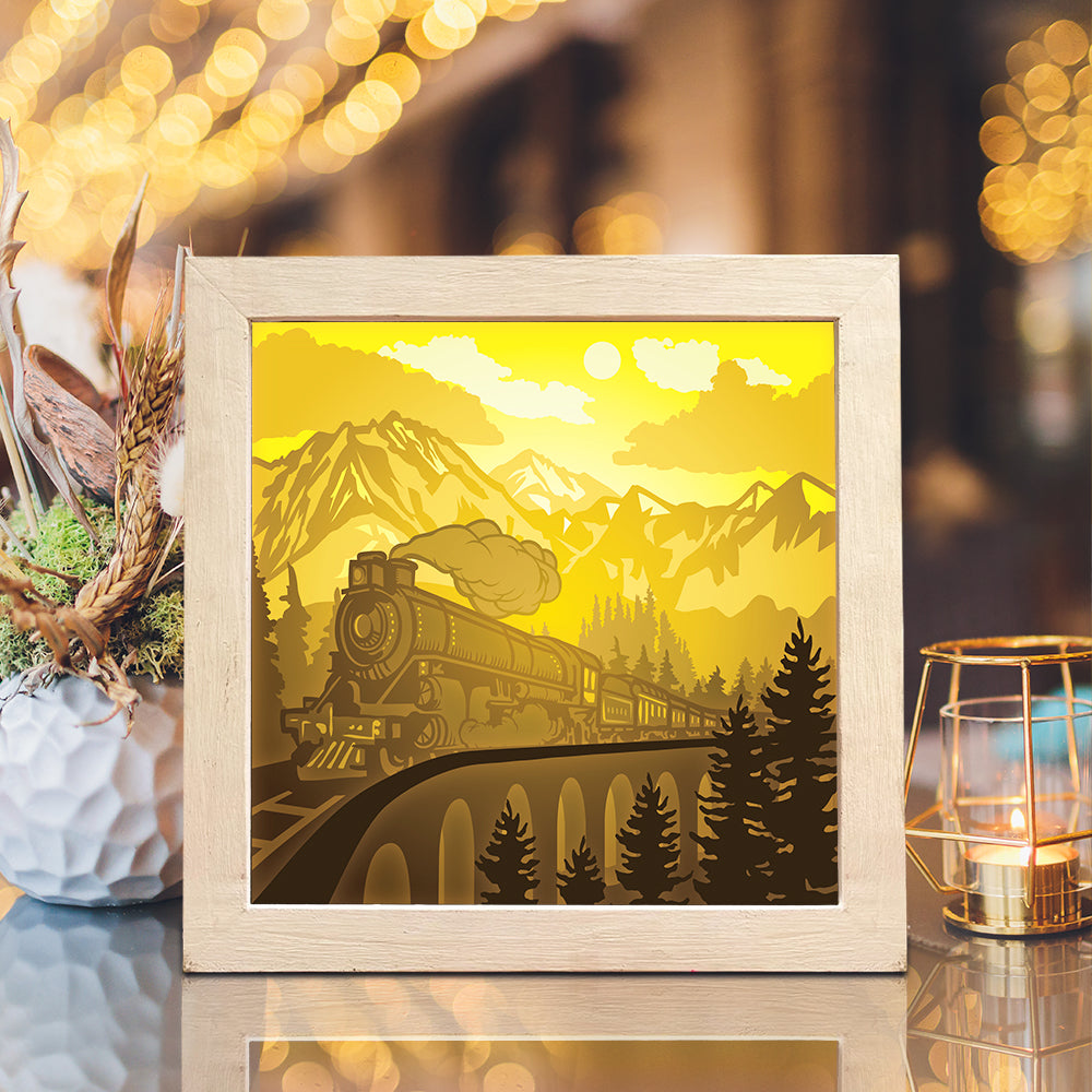 Old Train 1 Square – 3D Lightbox SVG File for Cricut & Silhouette