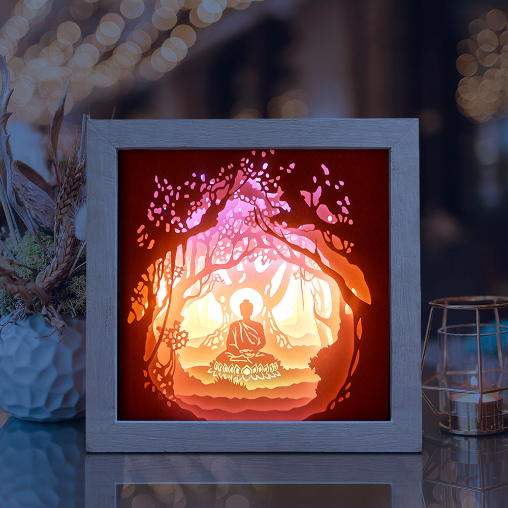 Buddha 1 Square – 3D Lightbox SVG File for Cricut & Silhouette