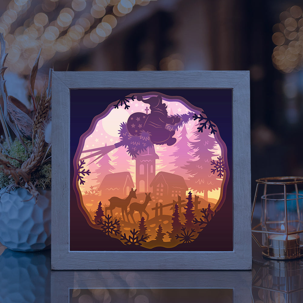 Merry Christmas Village – 3D Lightbox SVG File for Cricut & Silhouette