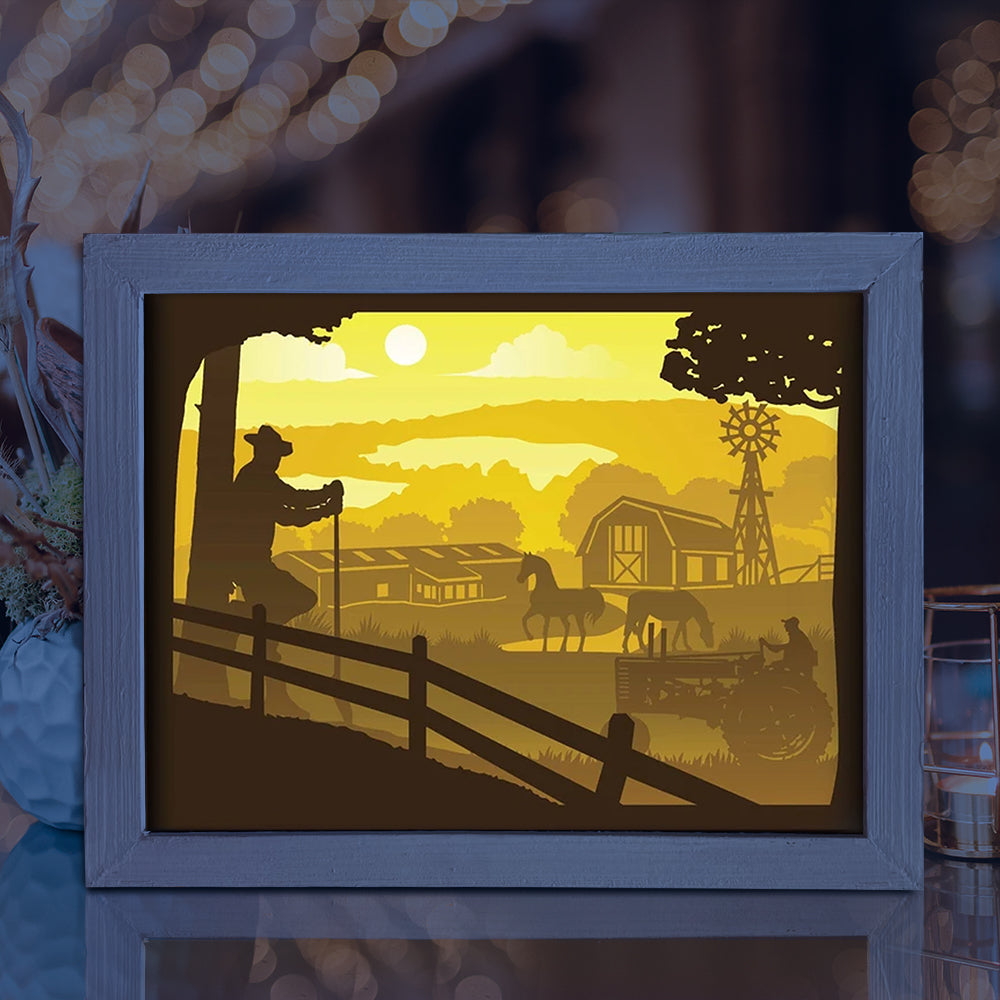 American Farm – 3D Lightbox SVG File for Cricut & Silhouette