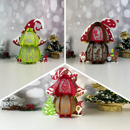 Pack 3 Mushroom Xmas - 3D Xmas Lantern File - Cricut File  - VEKTOR KRAFT