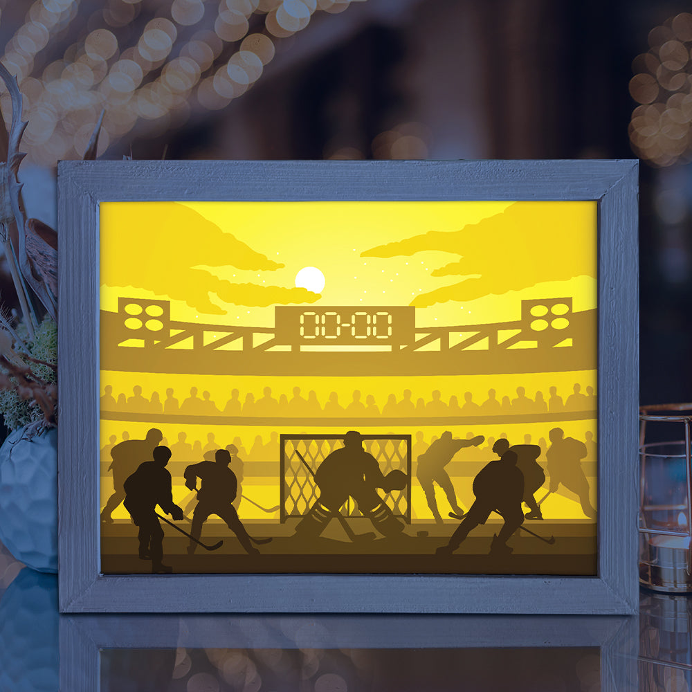 Hockey – 3D Lightbox SVG File for Cricut & Silhouette
