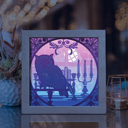 Owl 1 square – 3D Lightbox SVG File for Cricut & Silhouette