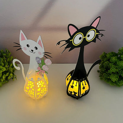 Pack 2 Cute Cat 1 - 3D Animal Paper Lantern File  - Cricut File  - VEKTOR KRAFT