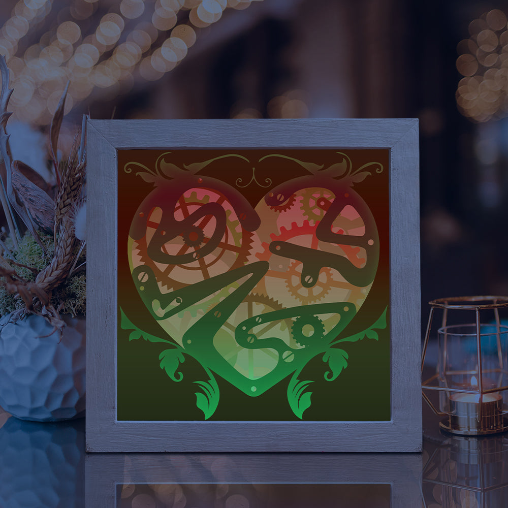 Heart Gear 2 – 3D Lightbox SVG File for Cricut & Silhouette