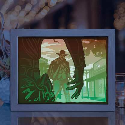 Cowboy Battle – 3D Lightbox SVG File for Cricut & Silhouette