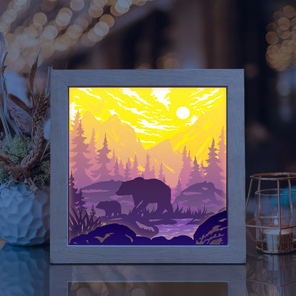 Bear In The Forest – 3D Lightbox SVG File for Cricut & Silhouette