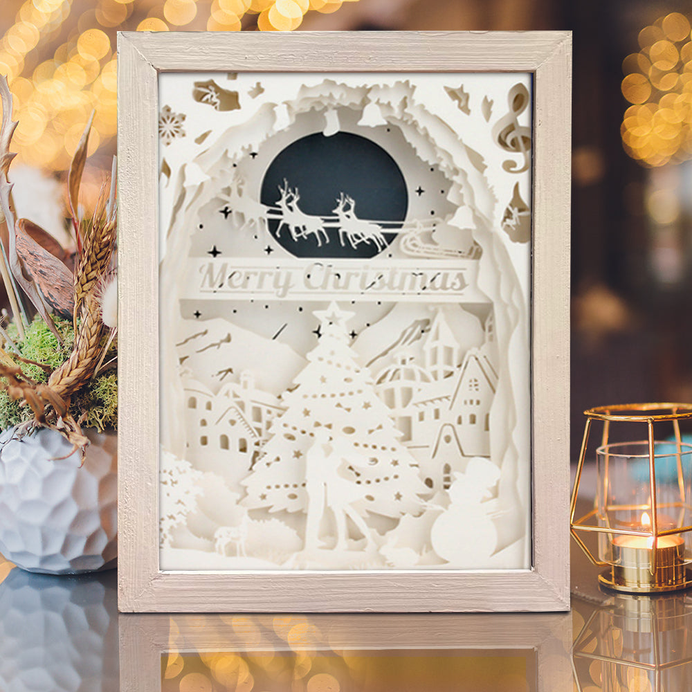 Merry Christmas 2 – 3D Lightbox SVG File for Cricut & Silhouette
