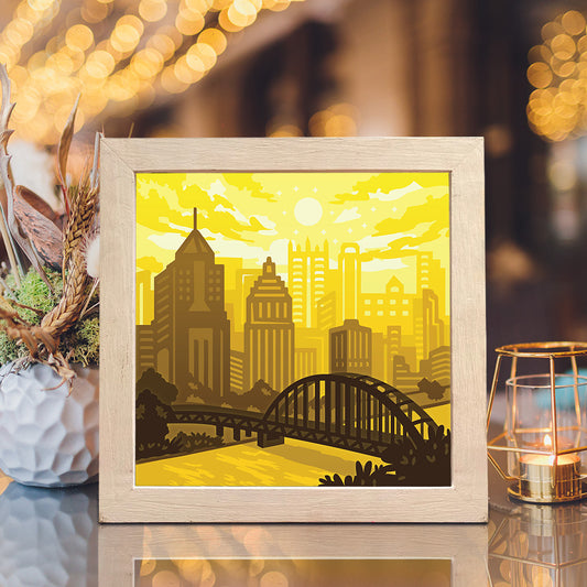 Pittsburgh - 3D Landscape Papercut Lightbox File - Cricut File - VEKTOR KRAFT