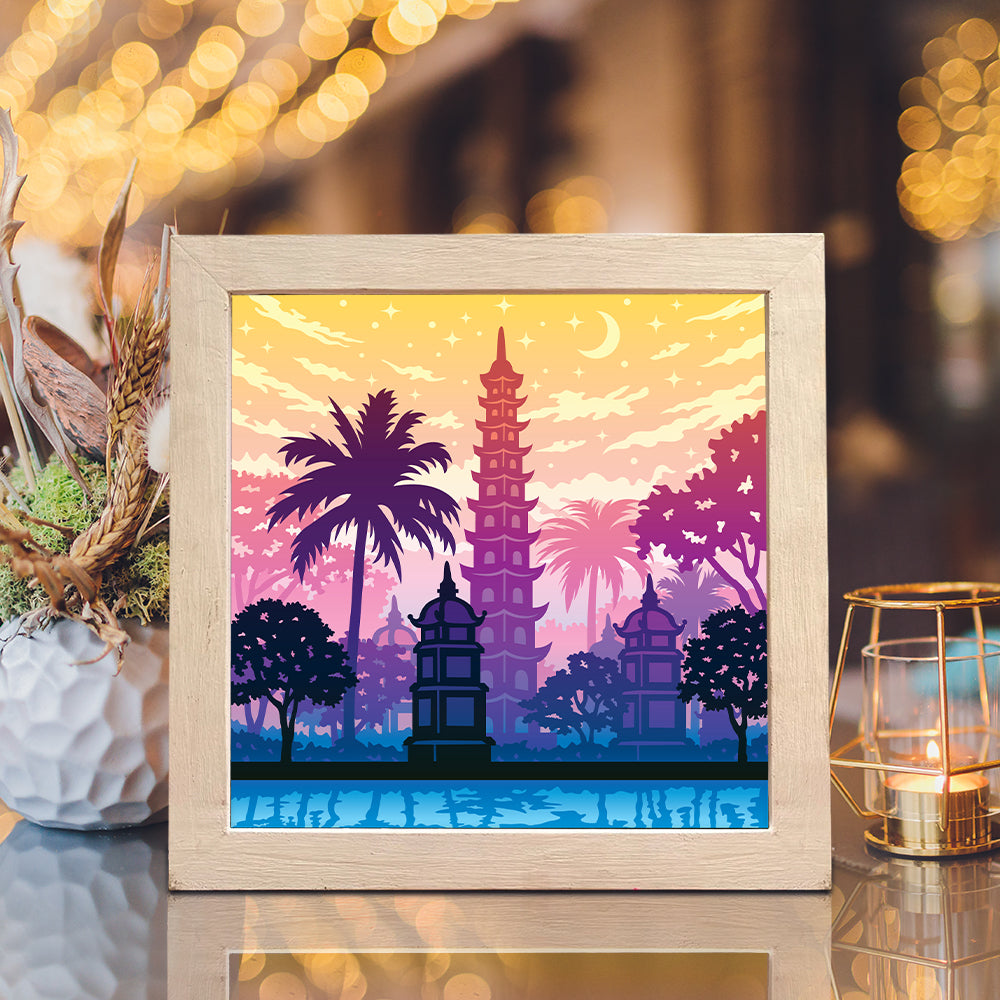 Tran Quoc Pagoda – 3D Lightbox SVG File for Cricut & Silhouette