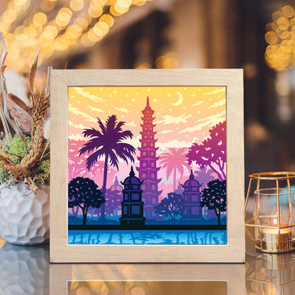 Tran Quoc Pagoda – 3D Lightbox SVG File for Cricut & Silhouette