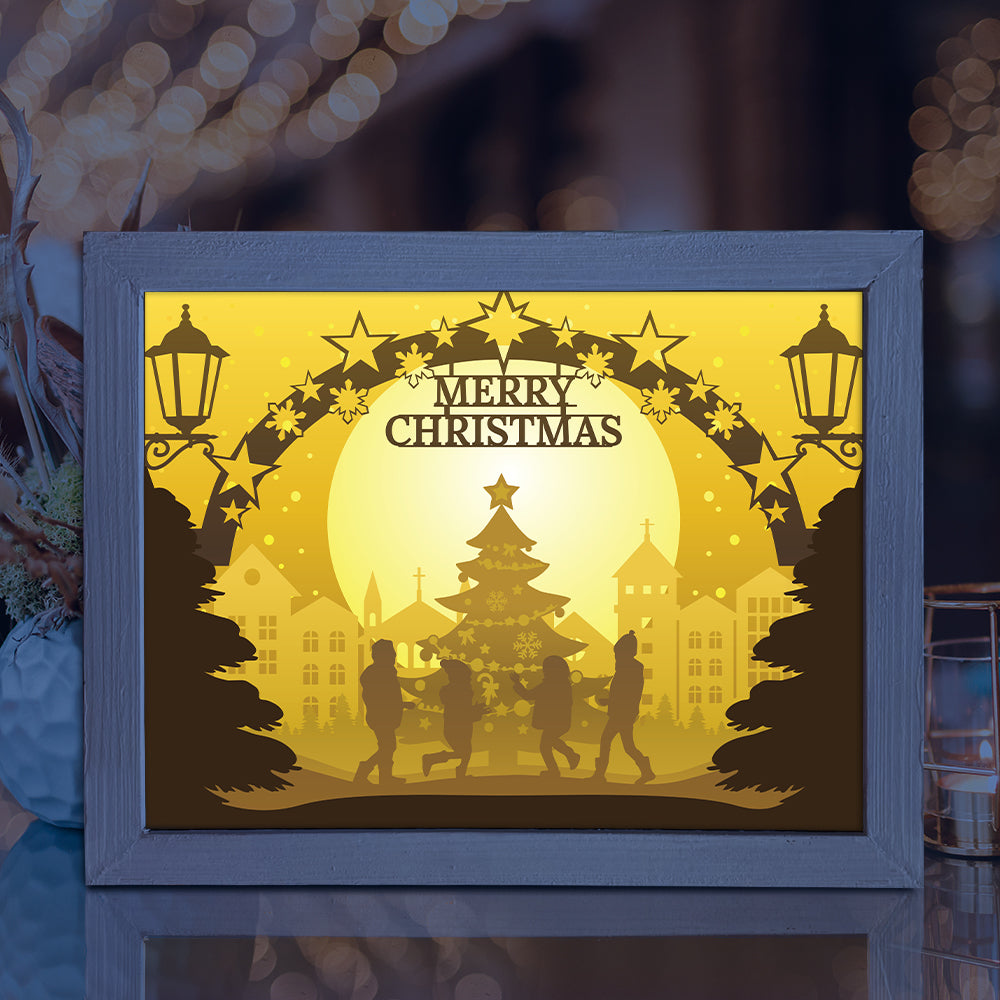 Merry Christmas 11 – 3D Lightbox SVG File for Cricut & Silhouette
