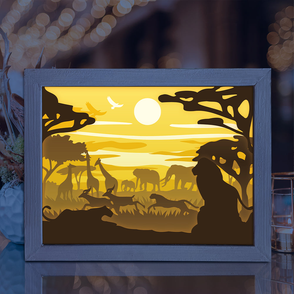 Simplified Africa Landscape – 3D Lightbox SVG File for Cricut & Silhouette