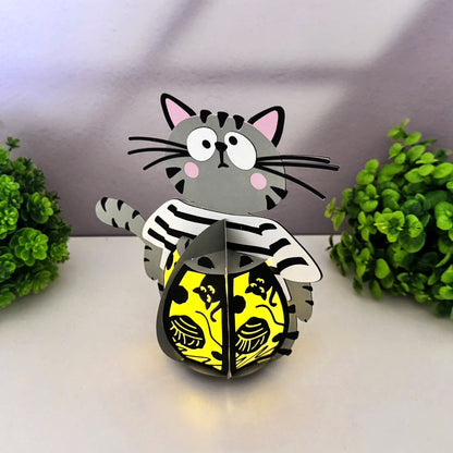 Cute Cat 3 - 3D Animal Paper Lantern File  - Cricut File  - VEKTOR KRAFT