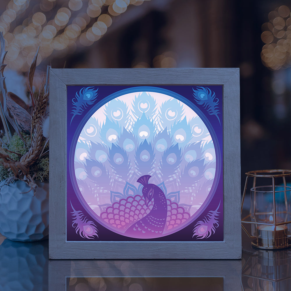 Peacock – 3D Lightbox SVG File for Cricut & Silhouette