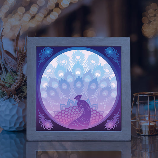 Peacock – 3D Lightbox SVG File for Cricut & Silhouette