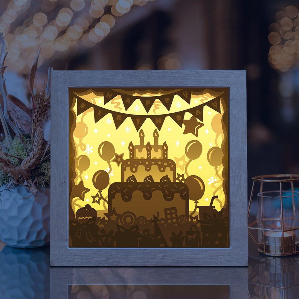 Happy Birthday 2 - 3D Birthday Papercut Lightbox File - Cricut File - VEKTOR KRAFT
