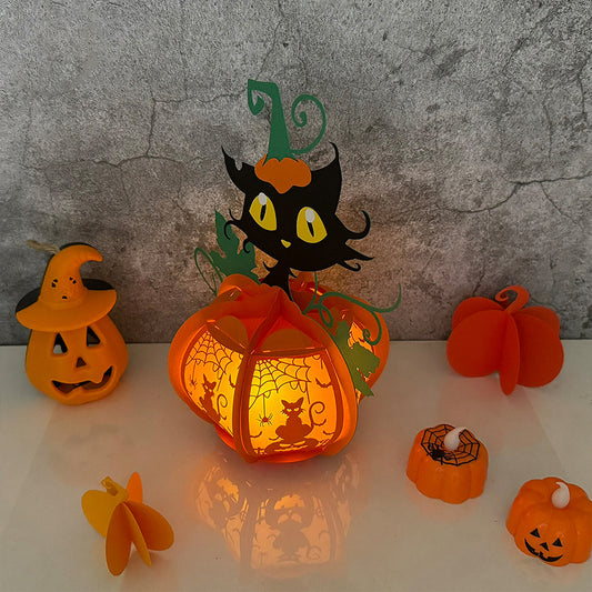 Pumpkin Cat - 3D Halloween Paper Lantern File - Cricut File  - VEKTOR KRAFT