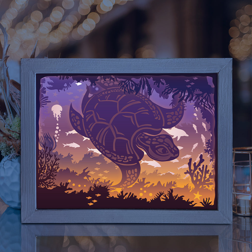 Sea Turtle – 3D Lightbox SVG File for Cricut & Silhouette