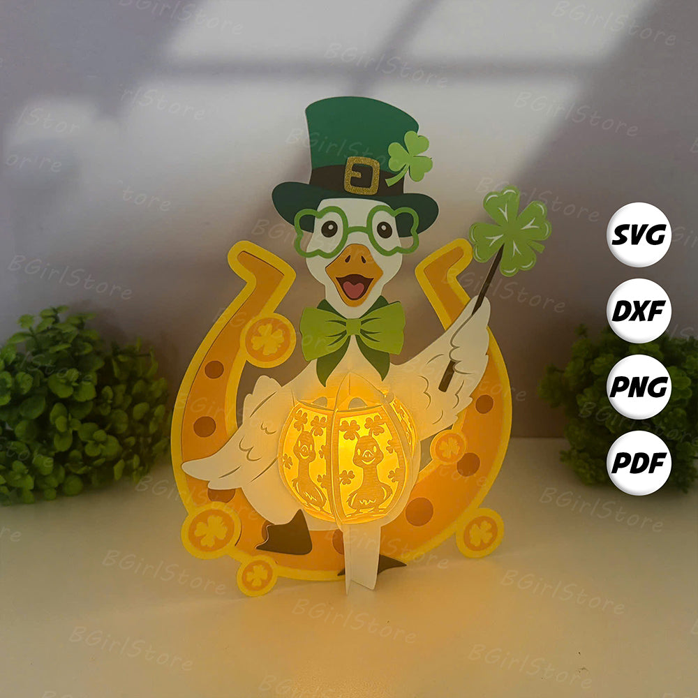 Patrick's Day Duck – 3D Lantern SVG File for Cricut & Silhouette