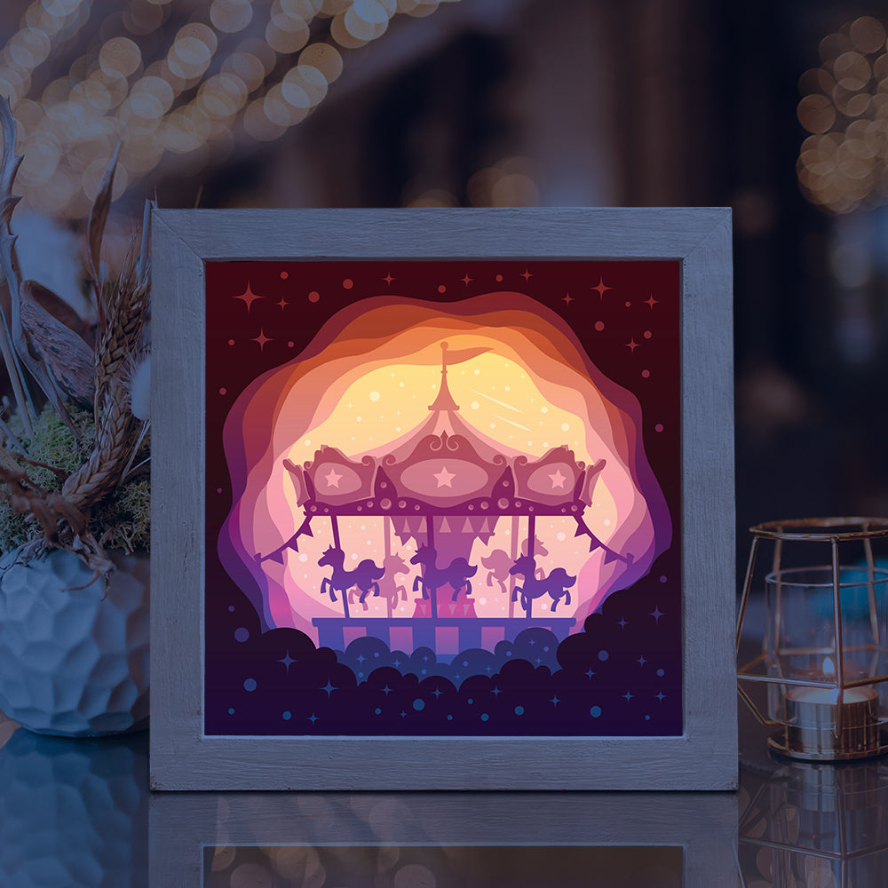 Carousel Dog Park – 3D Lightbox SVG File for Cricut & Silhouette