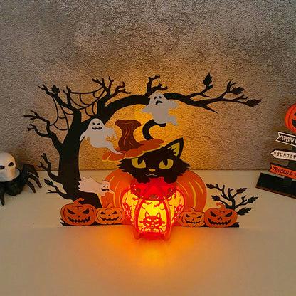 Pumpkin Cat 2 - 3D Halloween Paper Lantern File - Cricut File  - VEKTOR KRAFT
