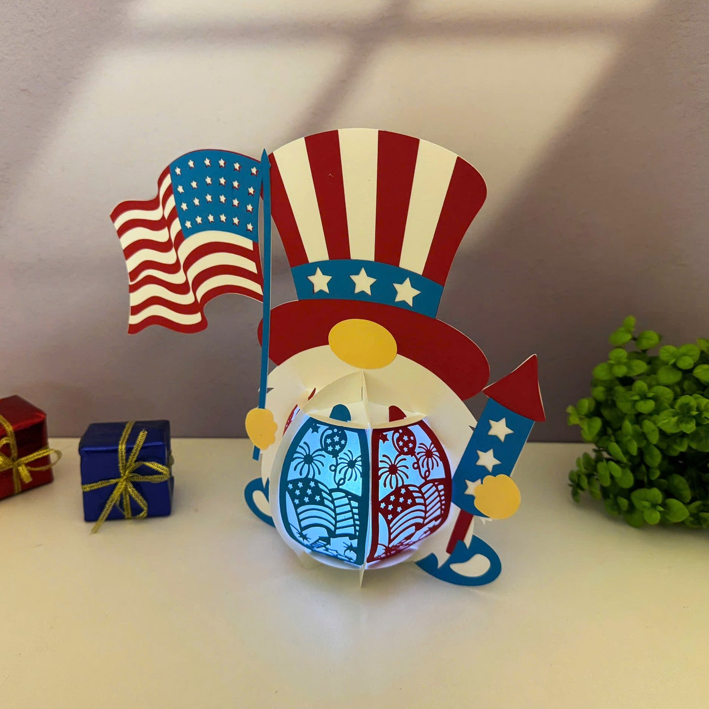4th of July Gnome - 3D Lantern File - Cricut File  - VEKTOR KRAFT