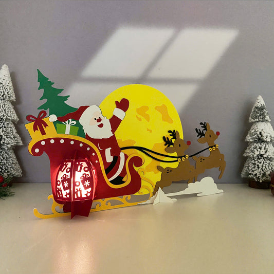 Santa's Sleigh - 3D Christmas Lantern File - Cricut File  - VEKTOR KRAFT