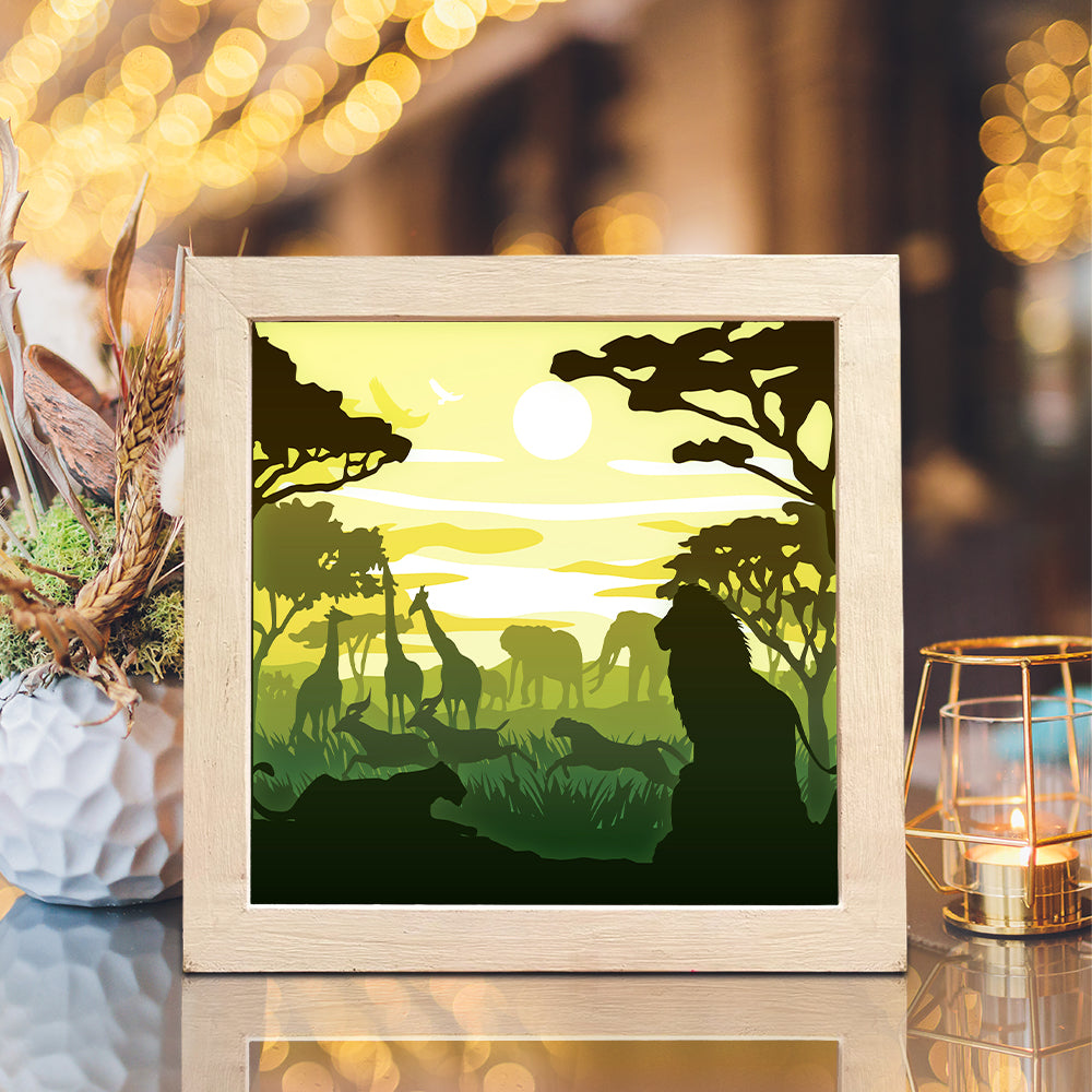 Africa Landscape 1 Square – 3D Lightbox SVG File for Cricut & Silhouette