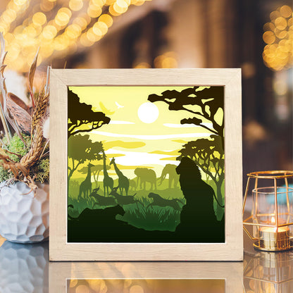 Africa Landscape 1 Square – 3D Lightbox SVG File for Cricut & Silhouette