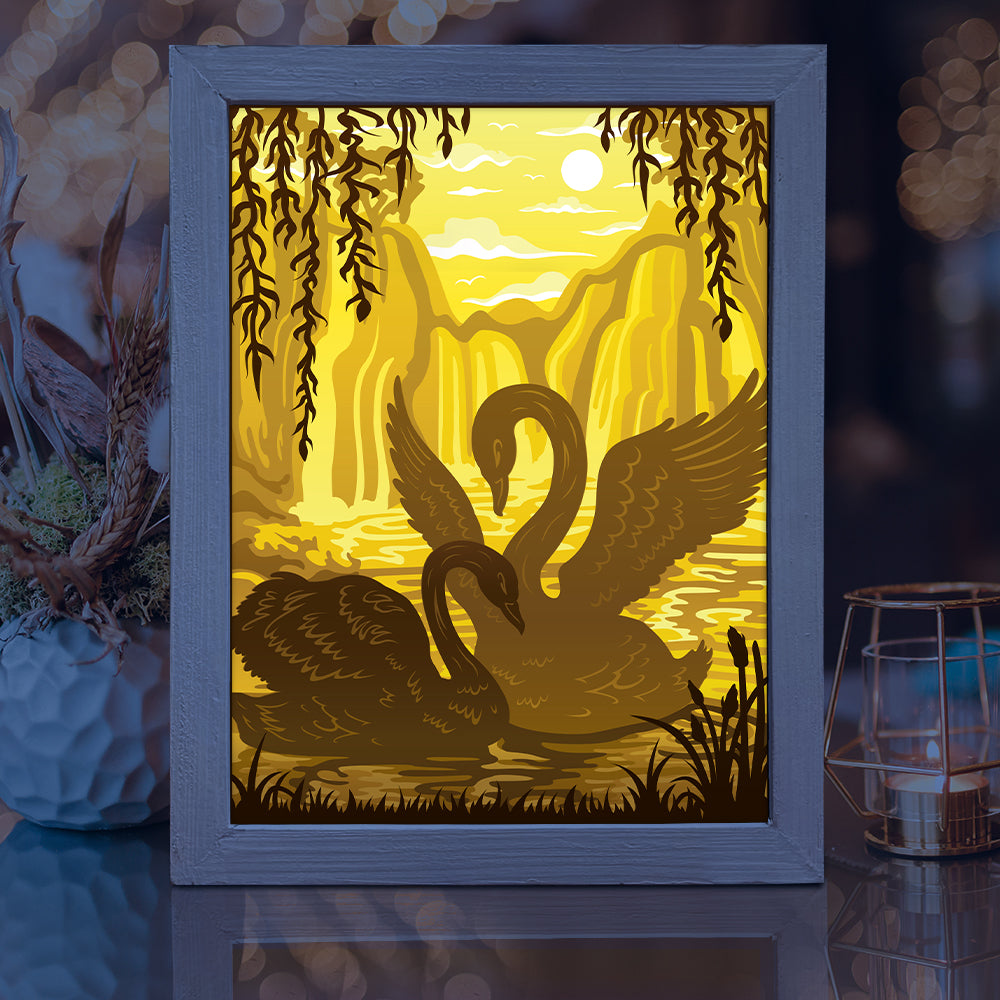 Swan – 3D Lightbox SVG File for Cricut & Silhouette