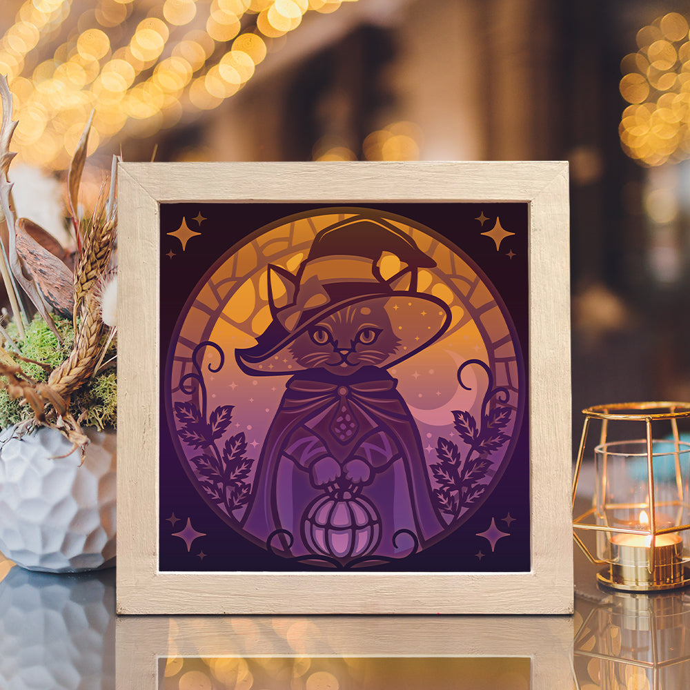 Witch Cat 2 – 3D Lightbox SVG File for Cricut & Silhouette