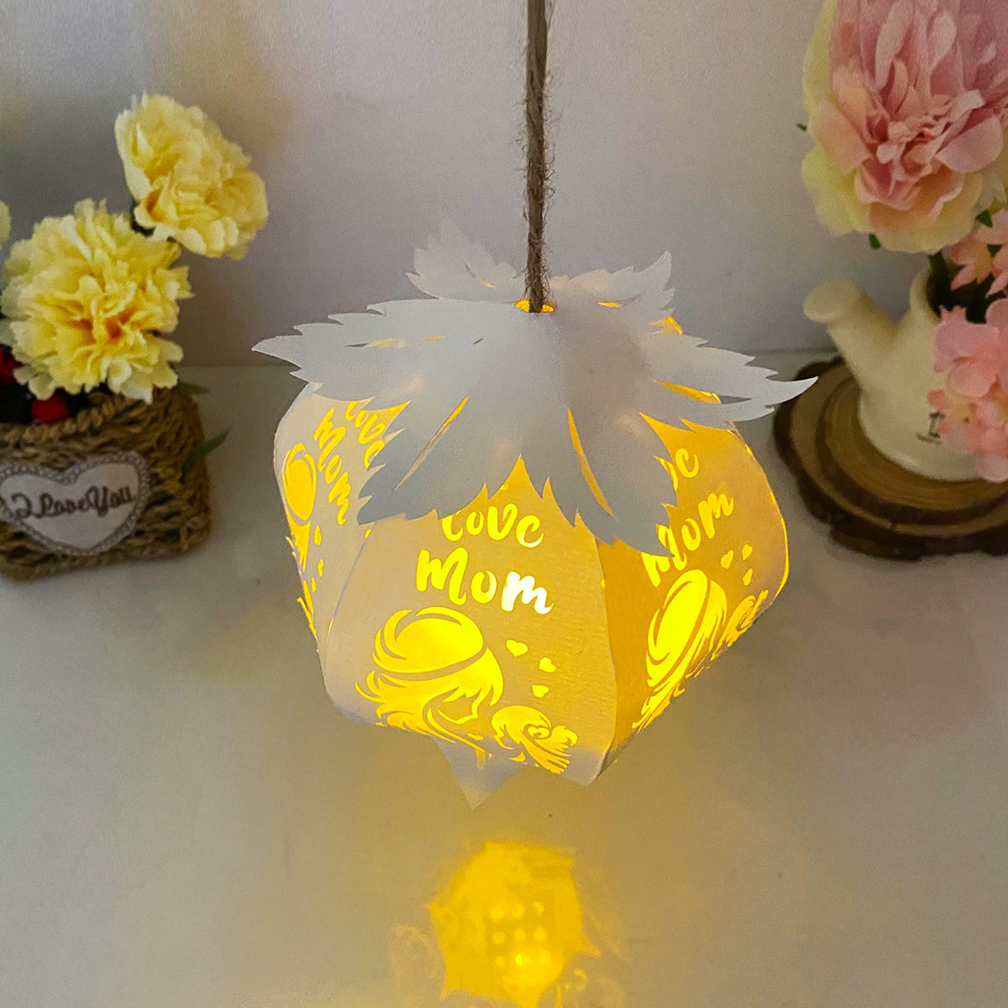 I Love Mom - 3D Bell Flower Lantern File - Cricut File  - VEKTOR KRAFT