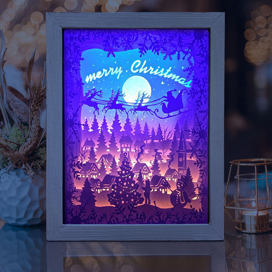 Merry Christmas 16 – 3D Lightbox SVG File for Cricut & Silhouette